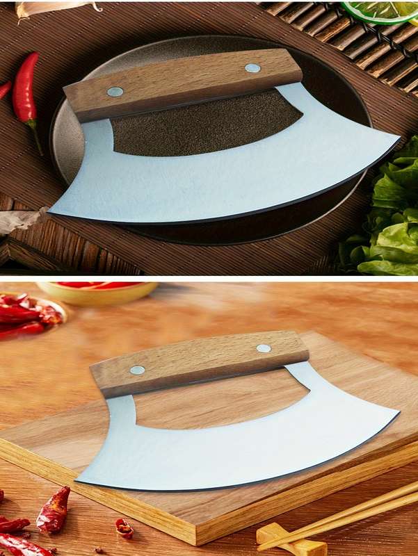 1pc Stainless Steel Curved Pizza Cutter Multi-Purpose Kitchen Knife for Cheese Pasta Vegeta