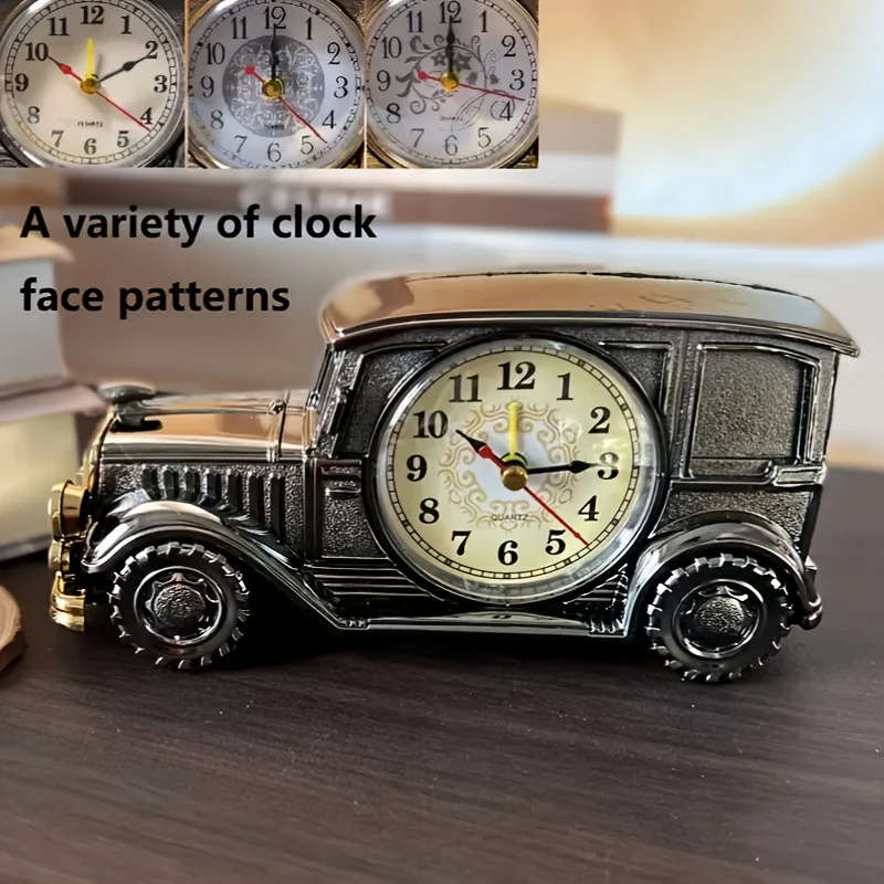 1pc Vintage Car-Shaped Alarm Clock Creative Bedside Office Decor Battery Operated AA Perfect