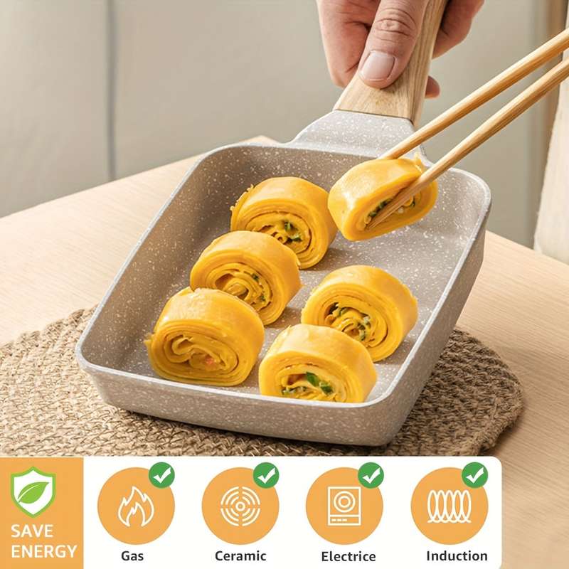 1pc Japanese-Style Tamagoyaki Omelette Pan Aluminum Non-Stick Frying Pan 5.9''x7.08'' Rectang