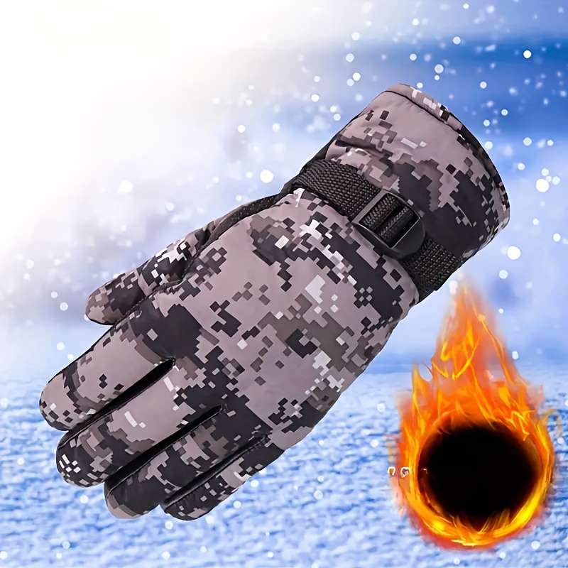 1 Pair Camouflage Grey Warm Gloves