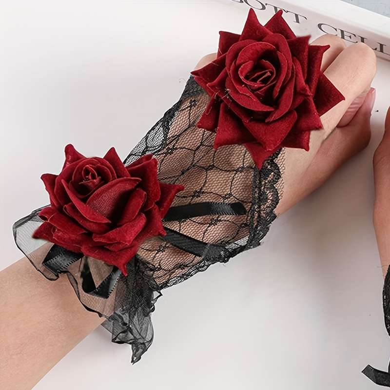 1 Pair One Size Fingerless Fishnet Gloves