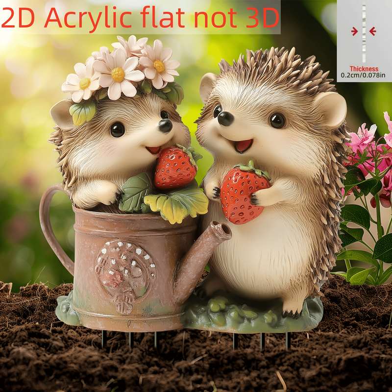 1pc 2D Flat  1 One  Plane Hedgehog Garden Sign Sunshine Catcher Gift Birthday Acrylic Animal Sta