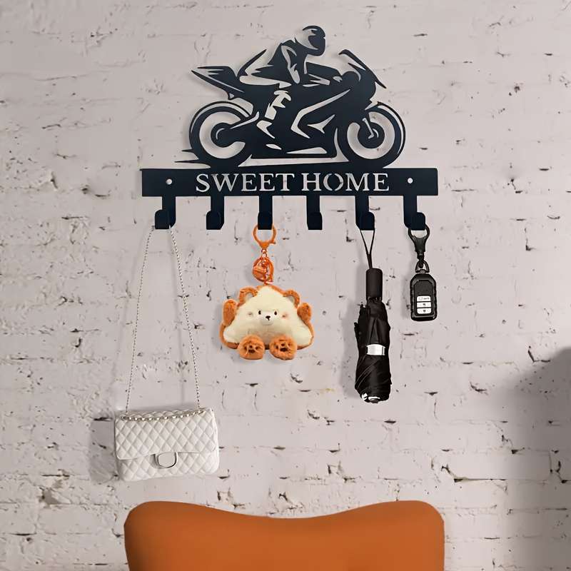 1pc Metal Wall Hanging Decoration Hook Contemporary Motorcycle Rider Creative for Holiday Birthday