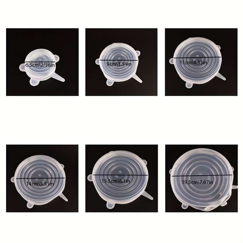 6pcs Silicone Stretch Lids Set Reusable Food Covers for Bowls Plates and Pots Microwave and