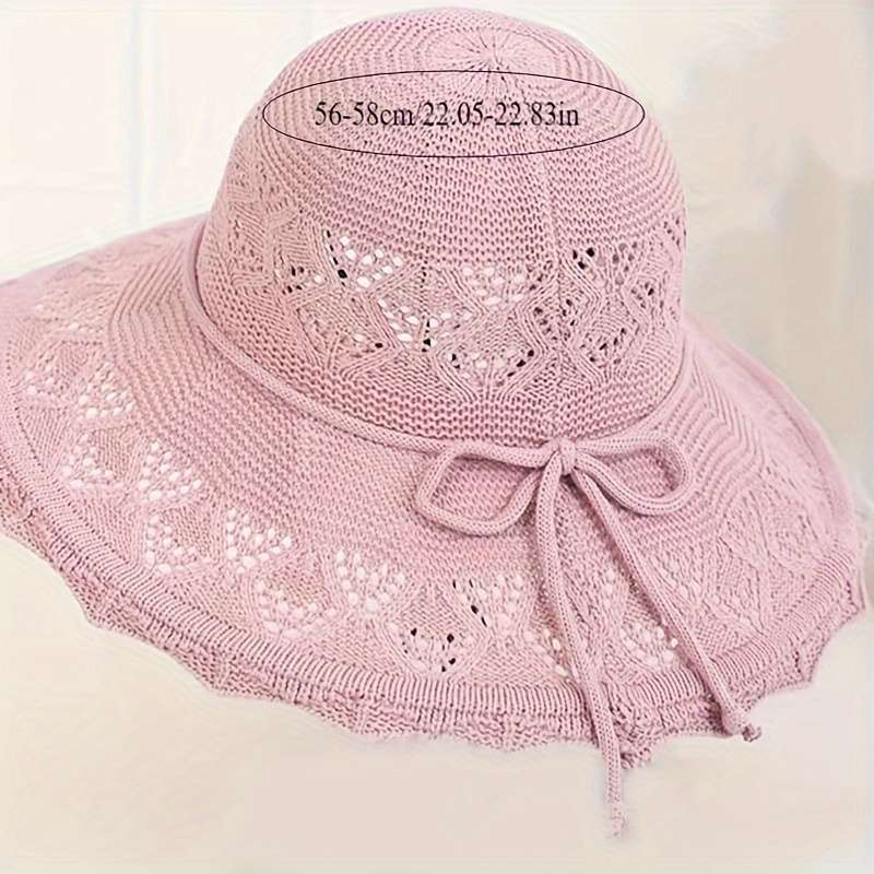 1pc Elegant Women's Sun Hat Breathable Foldable Wide Brim Beach Hat With UPF Protection Hand Wash