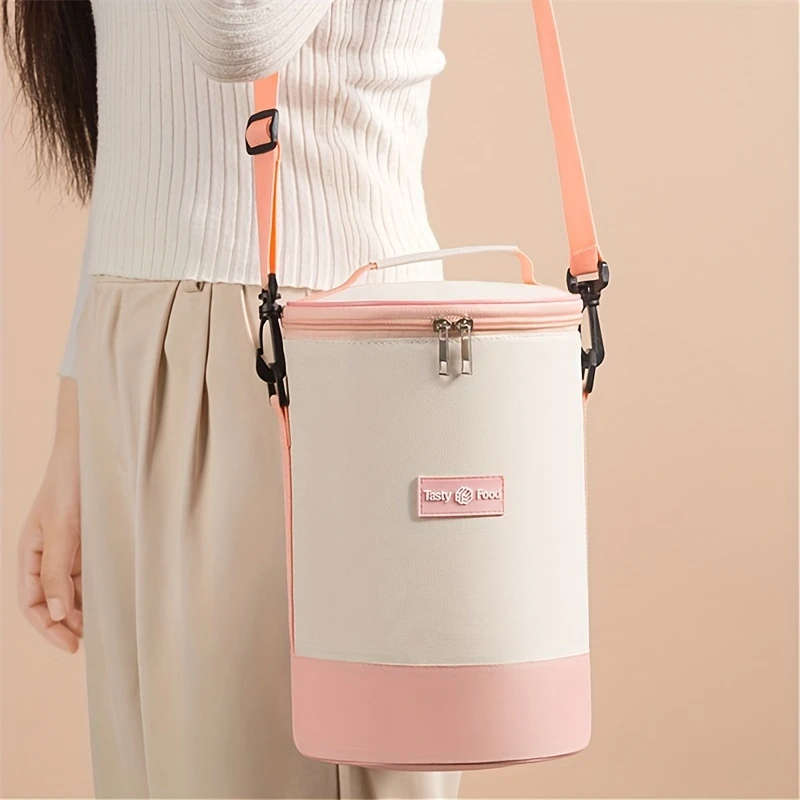 1pc Versatile Insulated Lunch Bag with Shoulder Strap Waterproof Oxford Fabric Perfect