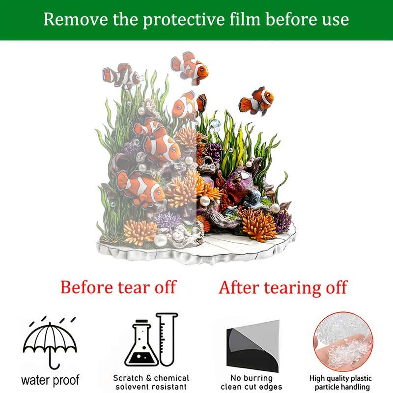 1pc 2D Flat  One  Artistic Acrylic Clownfish Statue Bohemian Style Multifunctional Desktop Decor