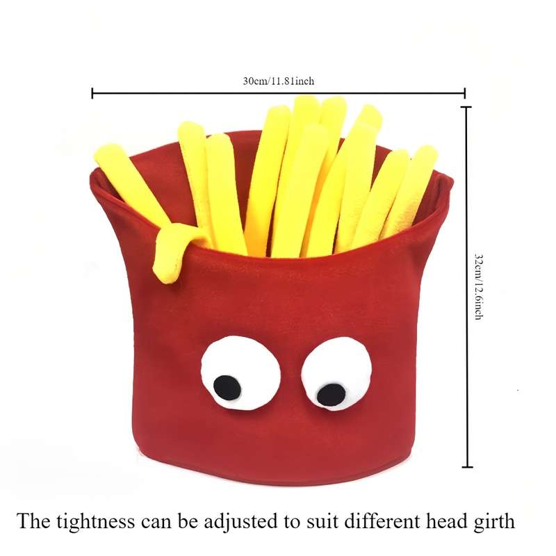 1pc Festive French Fry Hat Perfect for Parties Christmas Valentine's Day Gifts Machine Washa