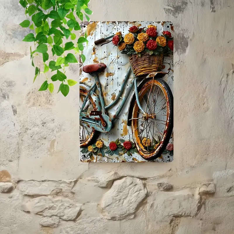 1pc Bicycle Retro Metal Tin Sign 20cmx30cm Interesting Decorative Hanging Sign Suitable for Room Wal