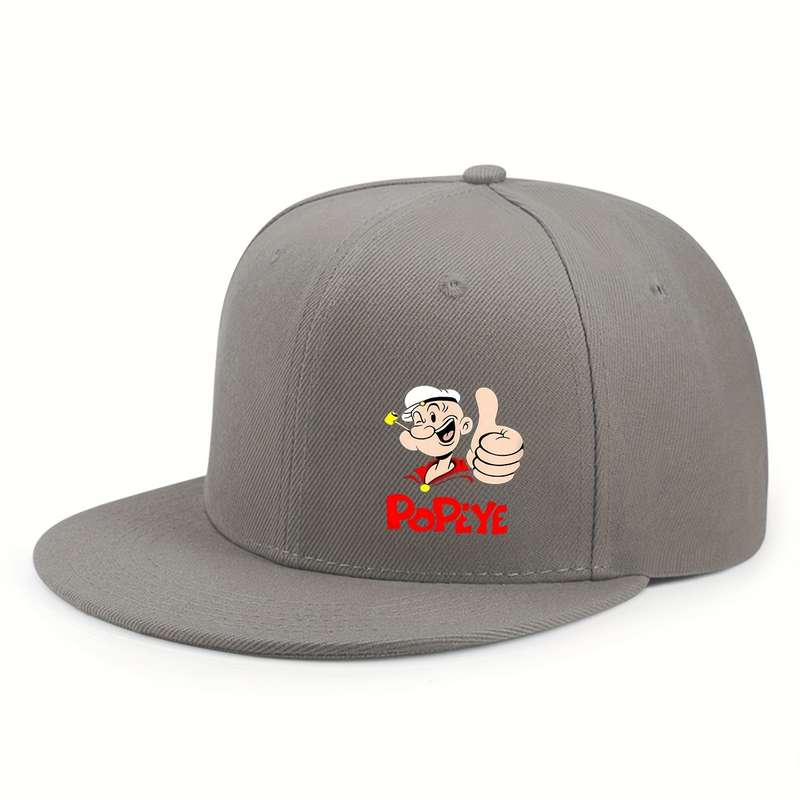 1pc Hip-Hop Baseball Cap with Popeye Cartoon Print Adjustable Breathable Polyester Sun Hat f