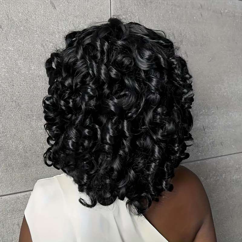 1Pc Black 35.56cm Fashion Design Wig