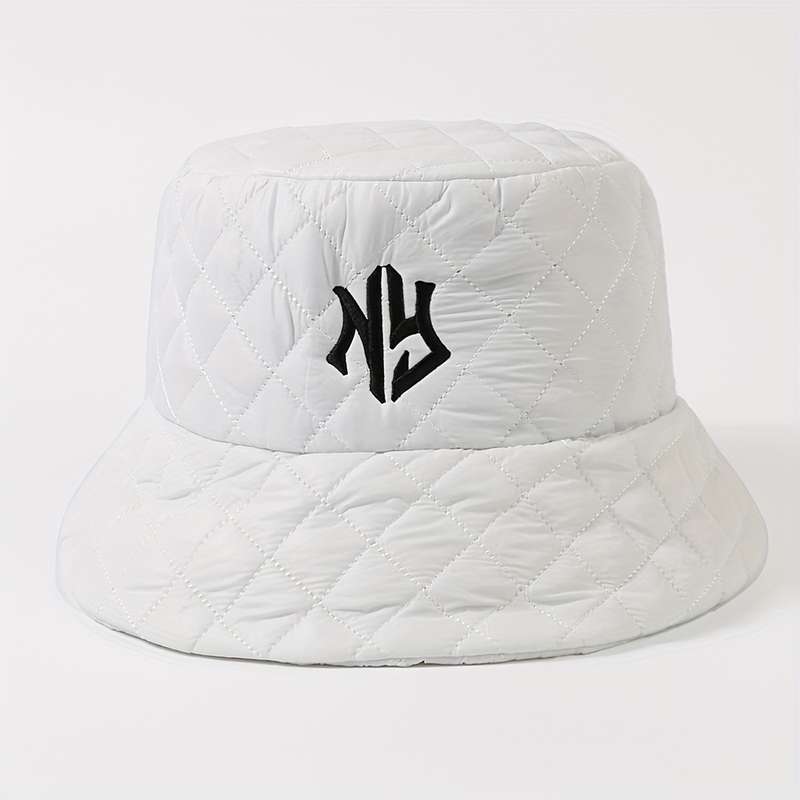 1pc Unisex Fashion Embroidered NY Letter Bucket Hat Lightweight Adjustable Sun Protection Fish