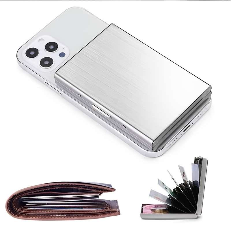 1pc Premium Stainless Steel RFID Blocking Card Holder for Men C Sleek Black Metal Wallet with Multi