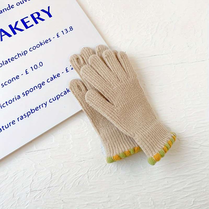 1 Pair Polychrome Size Red Warm Gloves