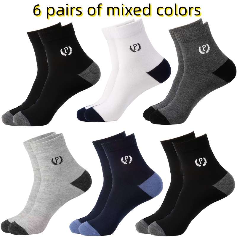 6 Pairs Of Mixed Colors One Size High Elastic Socks