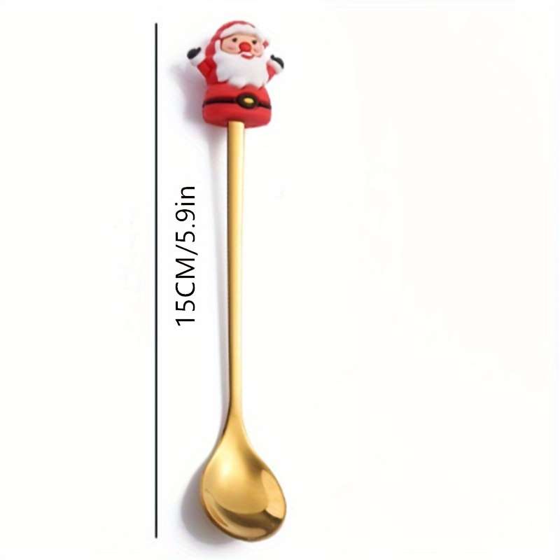 4pcs Christmas Coffee Spoon Set Stainless Steel Santa Reindeer Designs for Holiday Dining