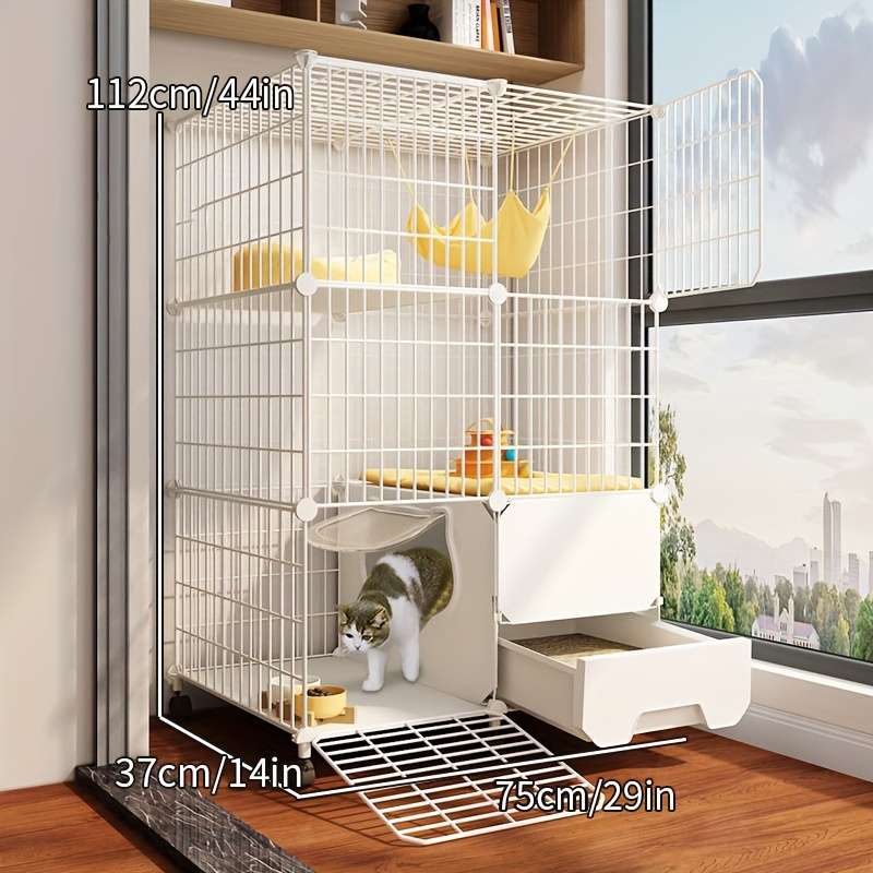 1pc 2-row external litter box Pet Cage