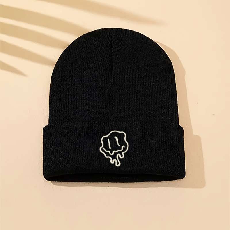 1pc Acrylic Knit Beanie Hat Casual Style Solid Color Warm Cap with Medium Stretch Hand Washab