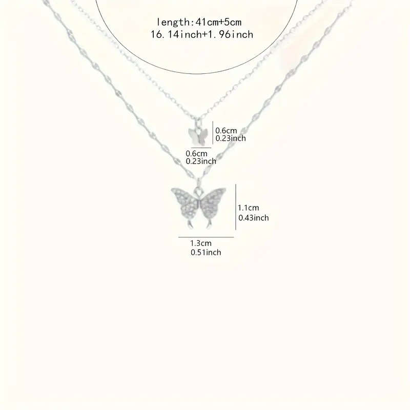 Stainless Steel Necklace Double-Layer Butterfly
