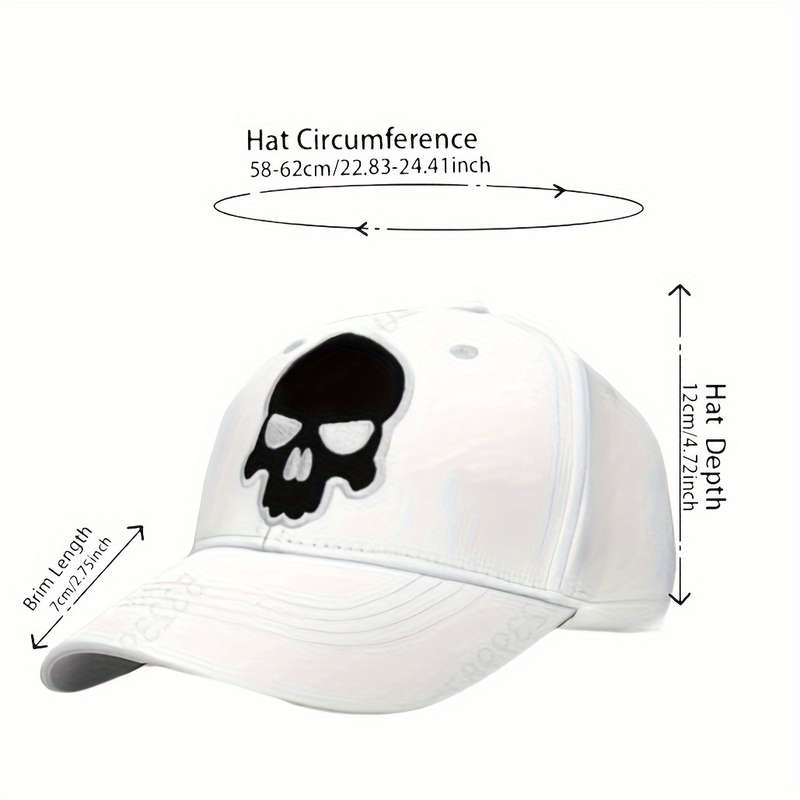 1pc Unisex Golf Baseball Cap 100% Polyester Breathable Adjustable Fit with Embroidered Skull De