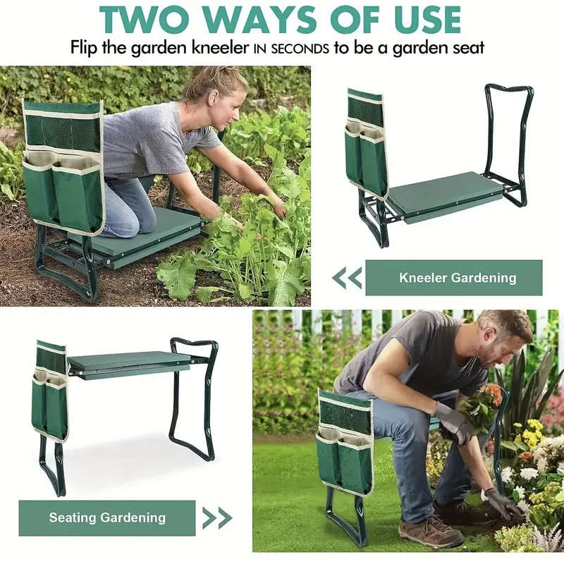 3 Piece Foldable Garden Kneeler Stool and Tool Bag