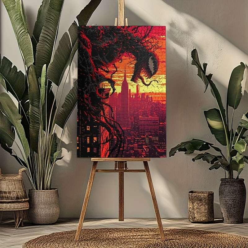 1000pcs Venom Jigsaw Puzzle Venom Carnage Cityscape Design Challenging Wooden Pu