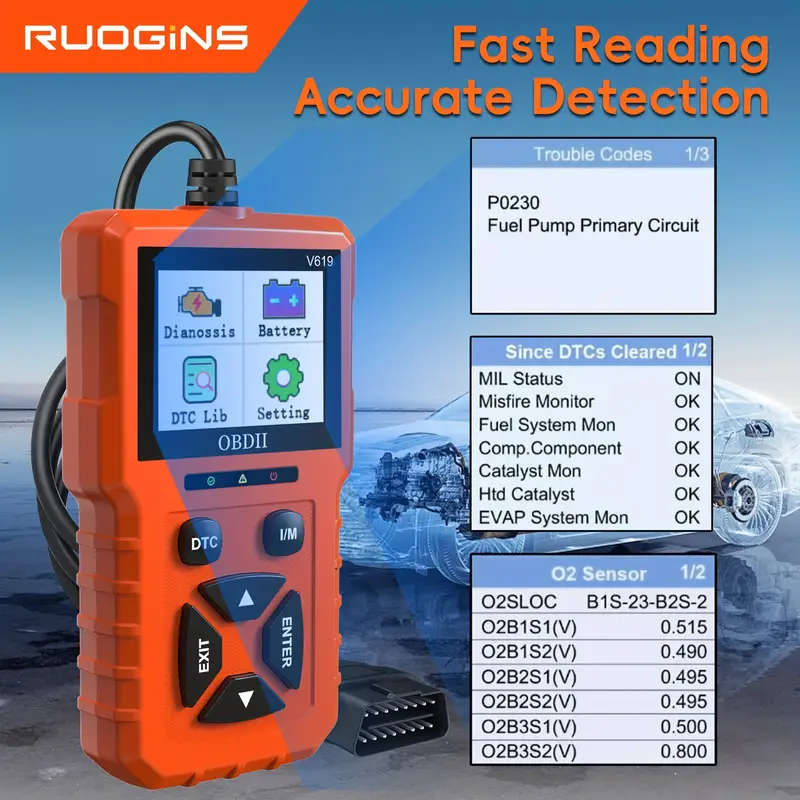 OBD2 Scanner Car Code Reader Check Engine Light Diagnostics OBDII EOBD Computer Scan Tool Auto Teste