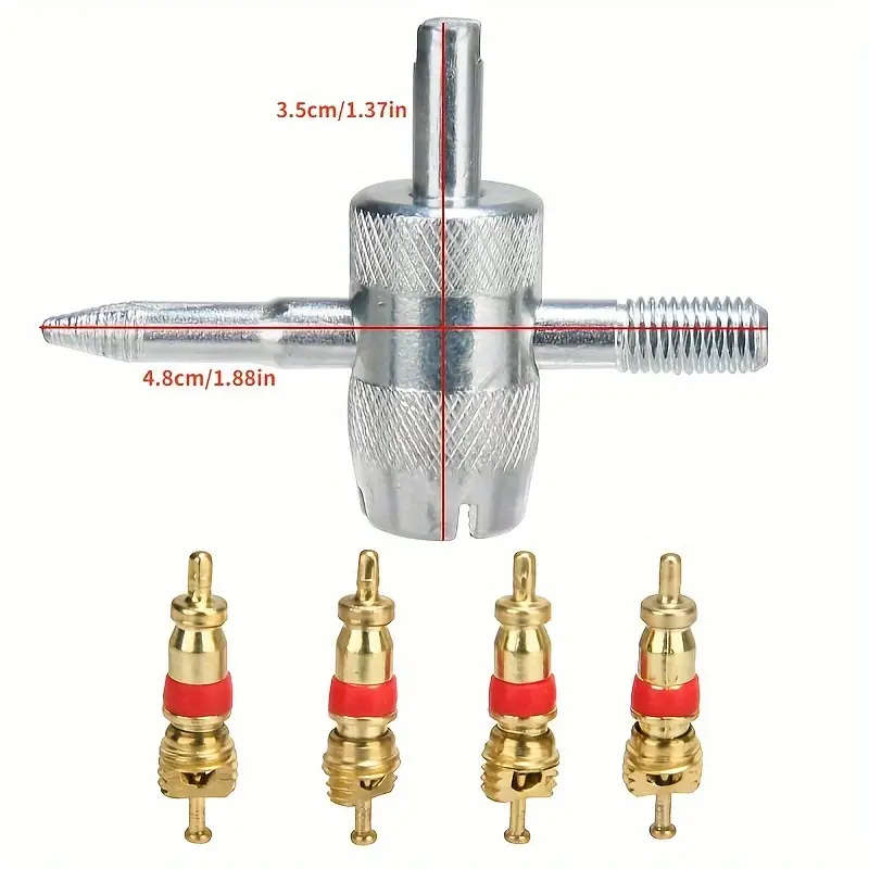 5pcs set Universal Tire Valve Repair Tool Set with 4 Copper Valve Cores Durable and Easy-to-Use Tire