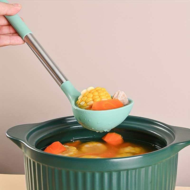 1pc large silicone spoon silicone spoon stainless steel handle spoon large spoon non-stick