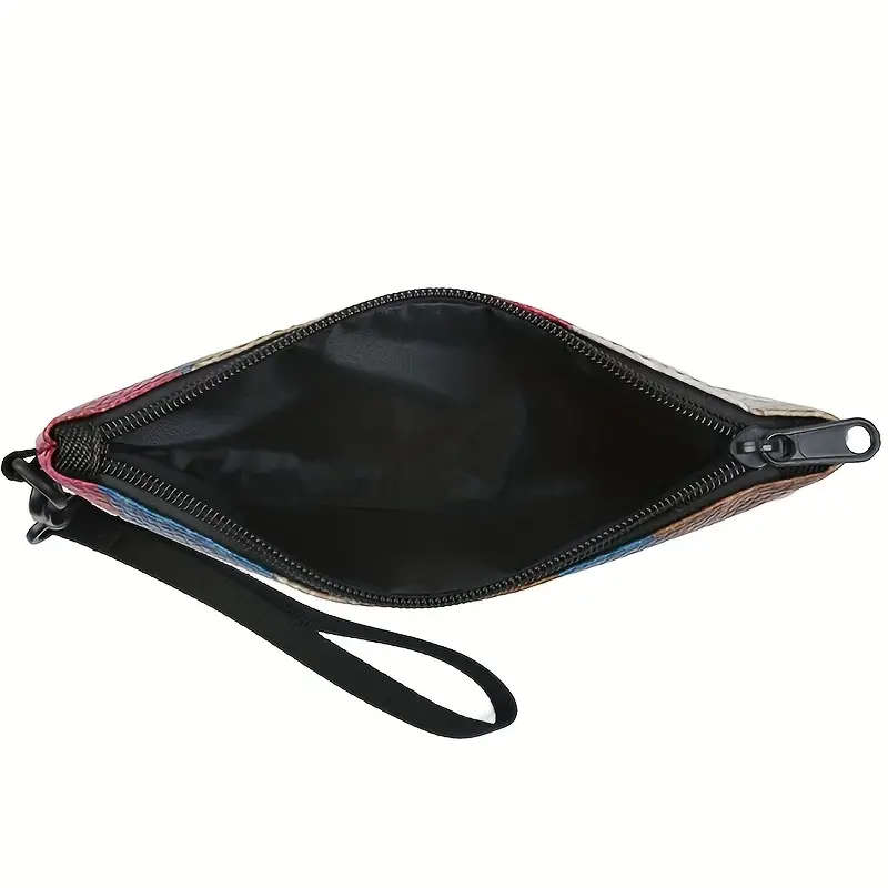 Unisex Ethnic Retro Geometric Square Bag with Adjustable Strap & Zipper Closure