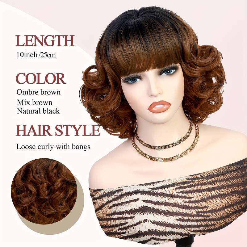 1Pc Ombre Brown 25.4cm Fashion Design Wig