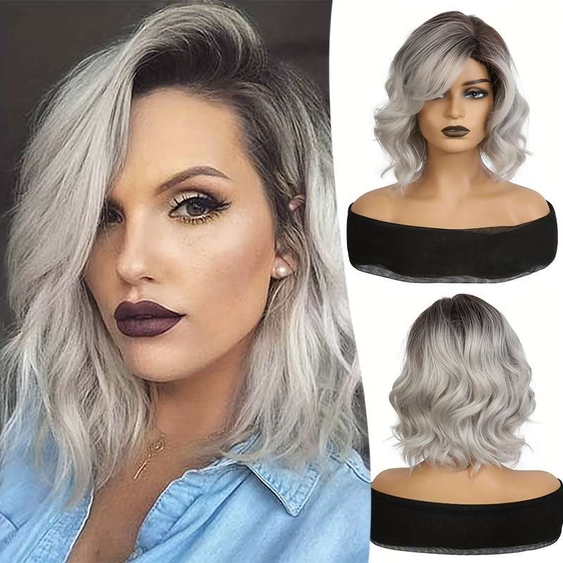 1Pc Brown With Golden Highlights 30.48cm Fashion Design Wig