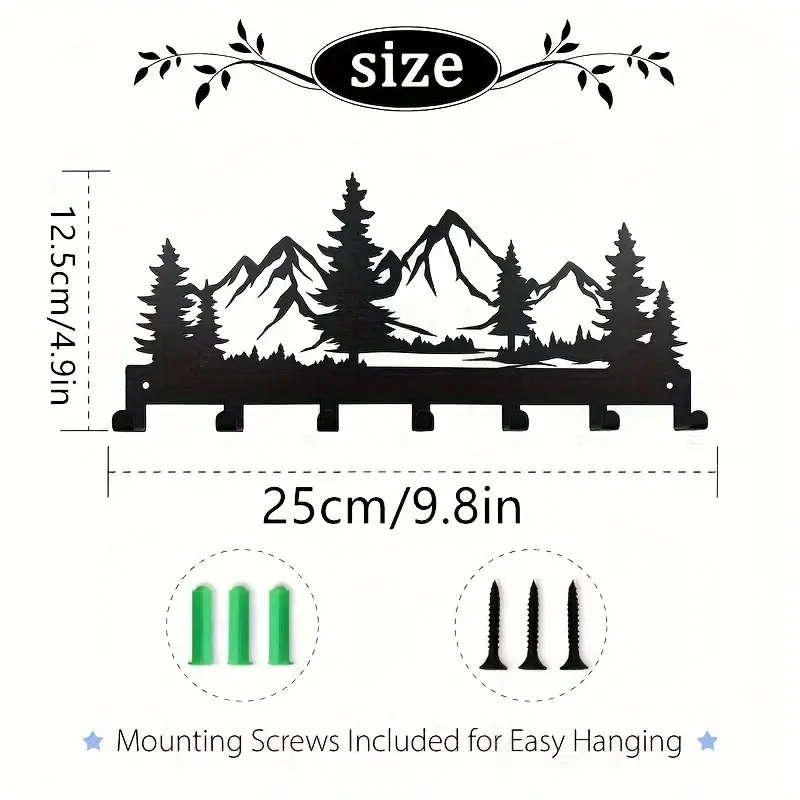 1pc Charming Metal Forest Key Hook Easy Install Wall Mount for Towels Hats Purses Stylish Entrance B