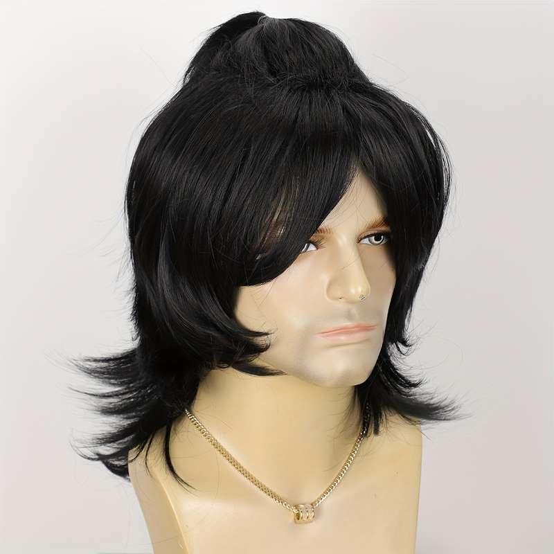 1Pc Black 35.56cm Fashion Design Wig