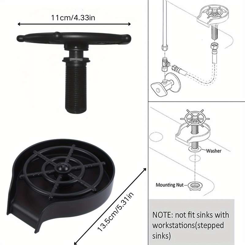 1pc Easy-Install Kitchen Faucet Glass Rinser High-Pressure Multi-Nozzle Design for Quick Cleanin