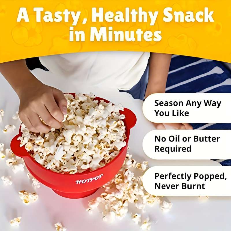 1set Microwave Popcorn Maker Popcorn Maker Foldable Bowl BPA Free and Dishwasher Safe 10 Colo