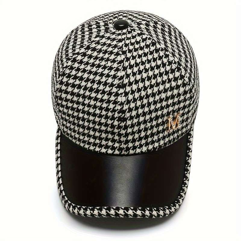 1pc Plaid Baseball Cap Warm Lightweight Adjustable for Autumn Winter Outdoor Activities