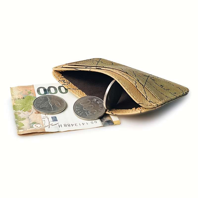 1pc Vintage Map Print PU Leather Card Cases Mini Wallet with Coin Purse and Credit Card Holder