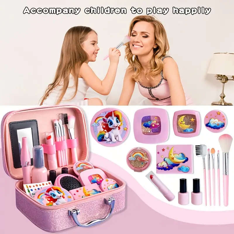 22pcs Play Makeup Set With Simulated Lipstick Powder Eye Shadow Nail Polish Blush And Other Toy Mode