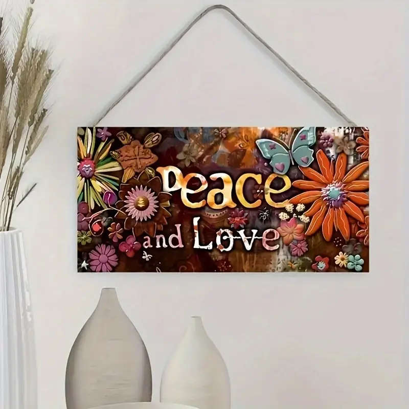 1pc Charming Peace Love Wooden Home Decor Sign Perfect Holiday Gift for Friends and Family Easy Hang