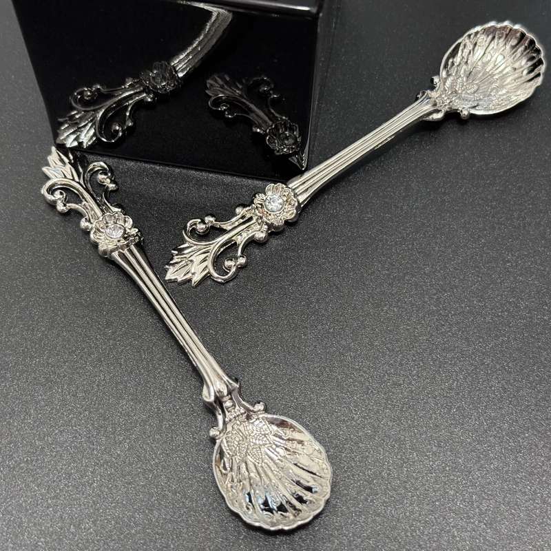 6pcs Elegant Baroque-style Gold-plated Teaspoon With Gorgeous Floral Design Eid Al-Adha Mubara