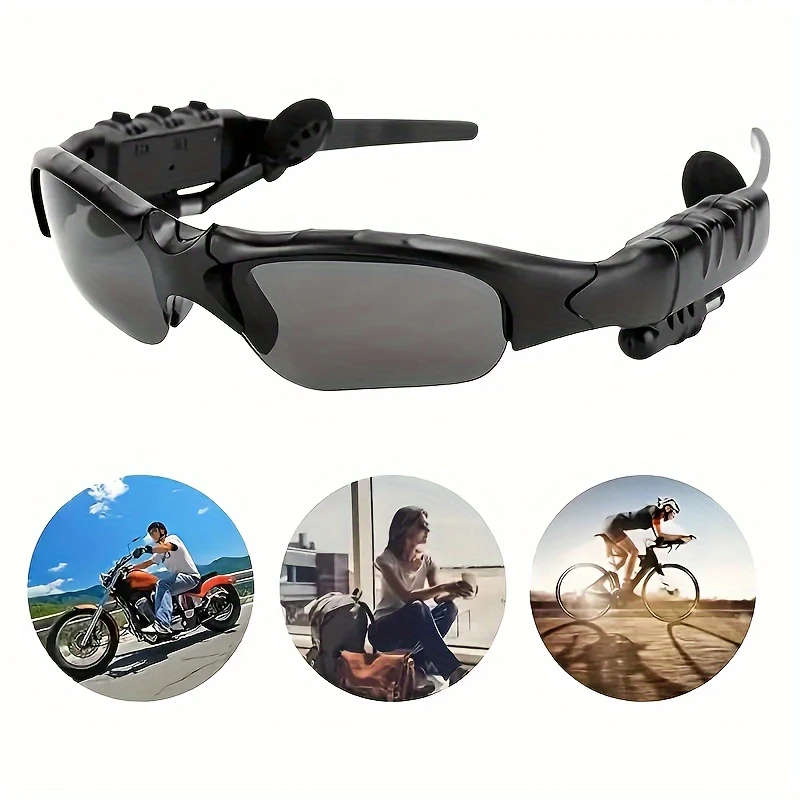 1pc Wireless Smart Glasses Headset Wireless Stereo Sound USB Rechargeable PVC Material Hands-Free Ca