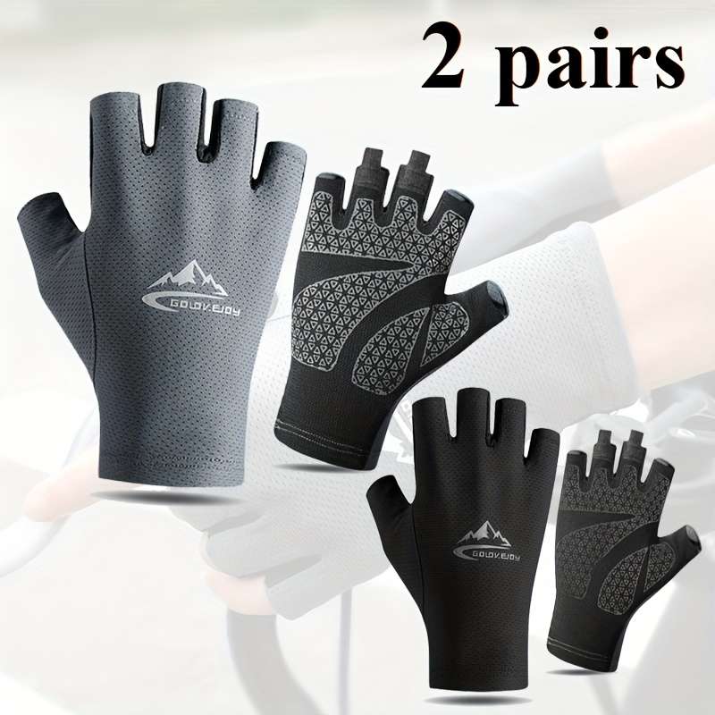 2 Pairs Black Gray Outdoor Sports Gloves
