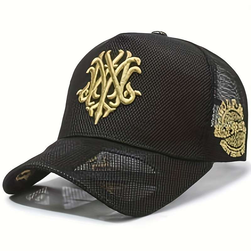 1pc Breathable Mesh Baseball Cap with Embroidered Logo Stylish Unisex Trucker Hat for Outdoor Lei