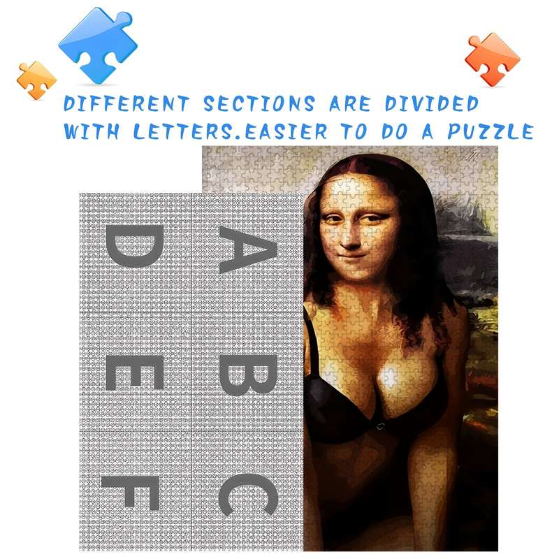 1000pcs Jigsaw Puzzle for Adults Families Funny Mona Lisa Artwork with Vibrant Co
