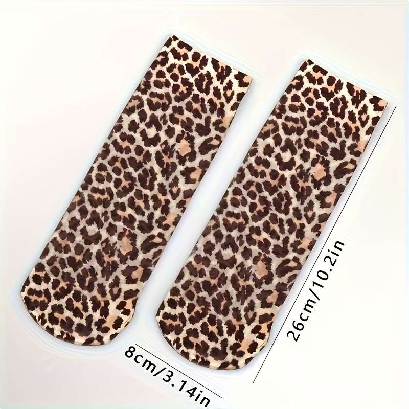 2 Pairs Leopard Print One Size High Elastic Socks