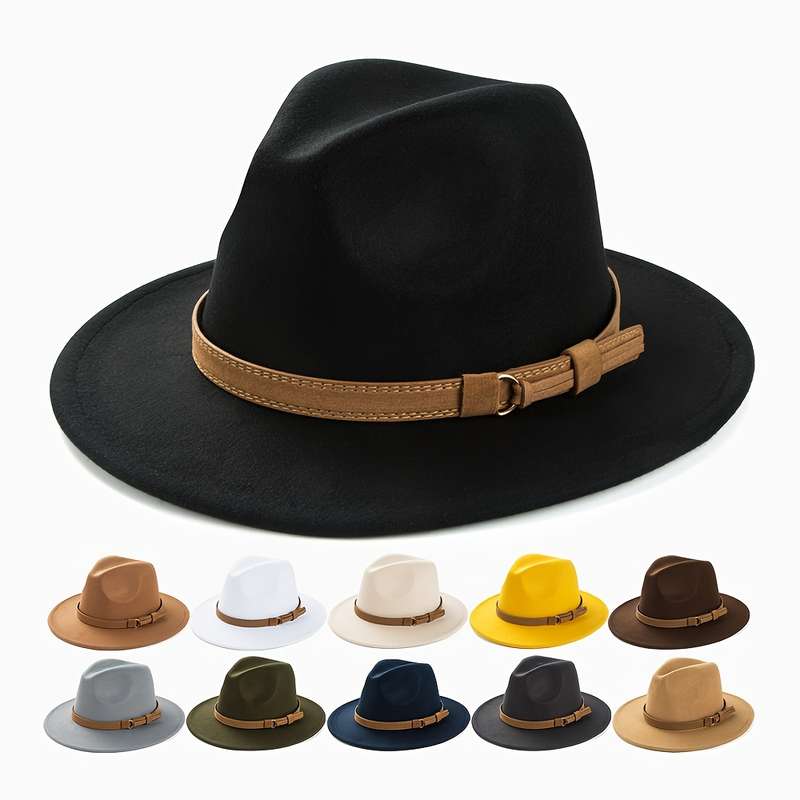 1pc Fashion Retro Top Hat Simple Wide Brim Jazz Hat