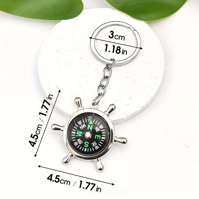 1pc Personalized Simple and Creative Helmsman Ship Rudder Metal Compass Keychain Personalized Custom