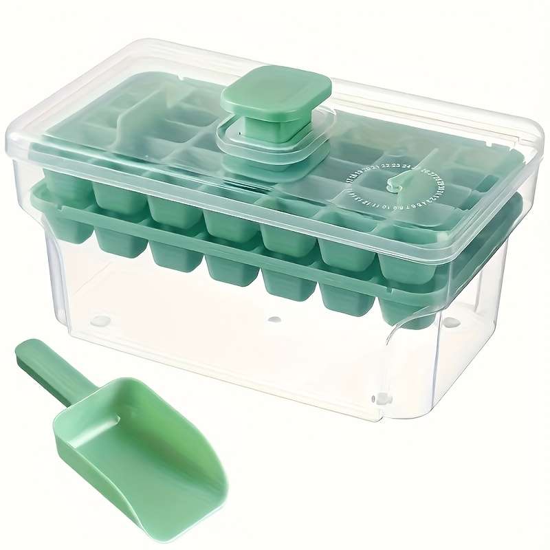 68-Cavity Double-Layer Press Type Ice Cube Tray with Storage Box Quick-Freeze Ice Maker for B
