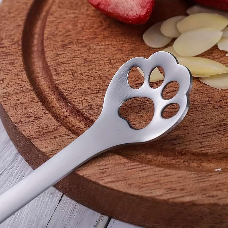 1pc Cat Claw Spoon Drinking Spoon Small Coffee Spoon Steel Dessert Spoon Handle Spoon Yogu